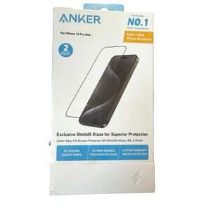 Anker Screen Protectors 2 Pack For IPhone 16 Pro Max ShieldX Glass HD New In Box